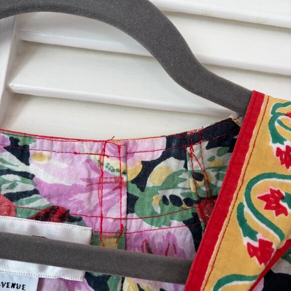 Vintage Christian Dior caftan one size floral bold cotton v-neck pullover - Picture 9 of 15